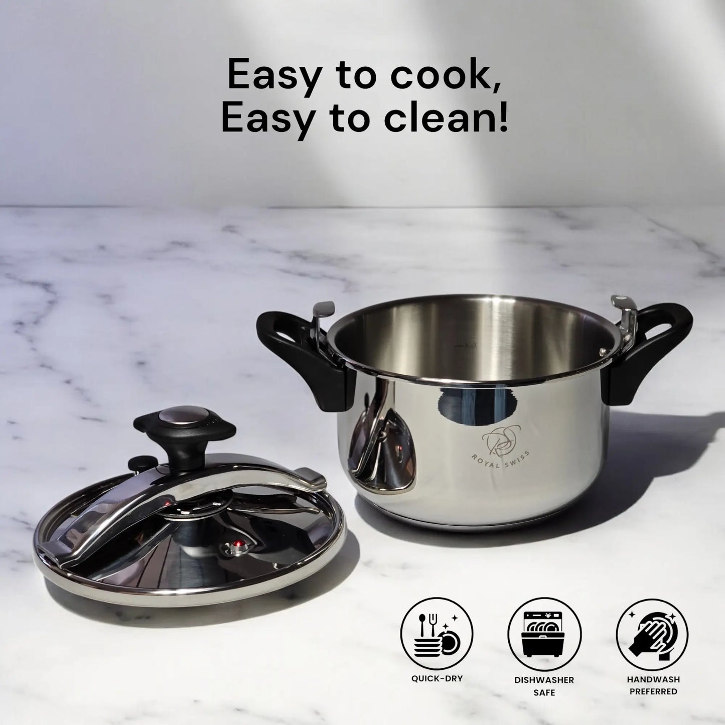 2 in 1 Stainless Steel Pressure Cooker - 4L | 6L | 8L | 10L Royal Swiss