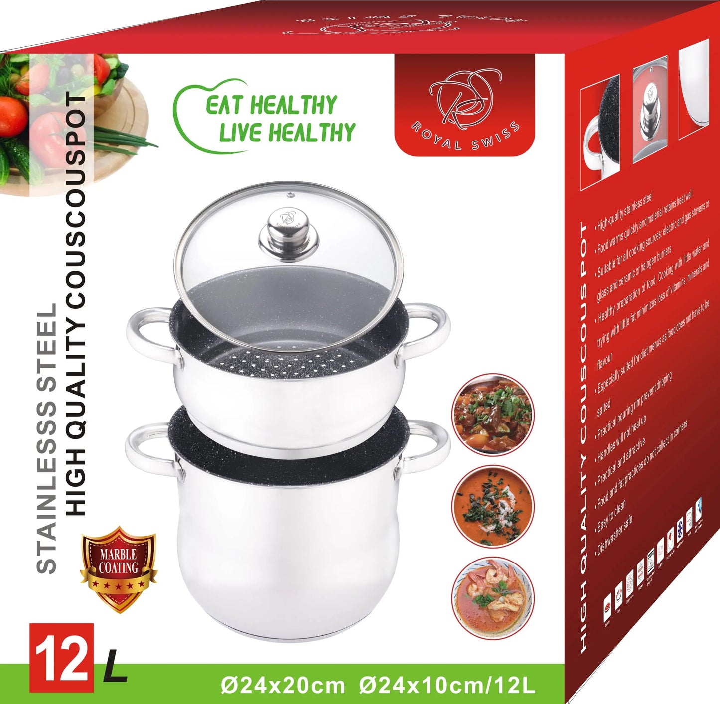 Stainless Steel Couscous Pot - 8L | 12L | 14L Royal Swiss