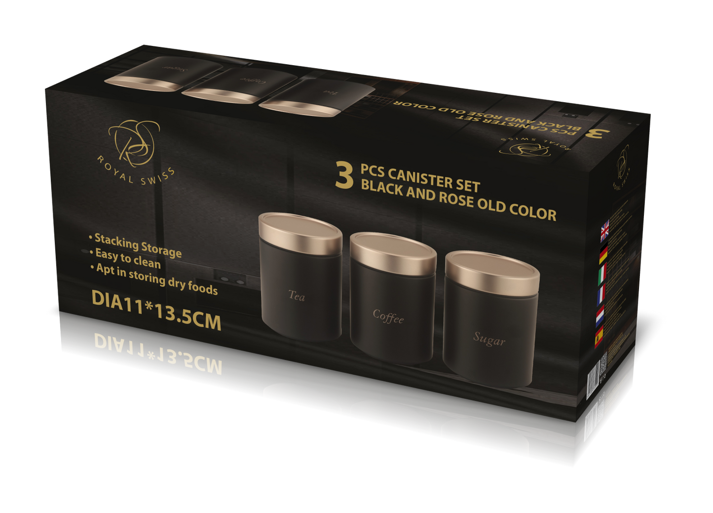 3 Pieces Canister Set Royal Swiss