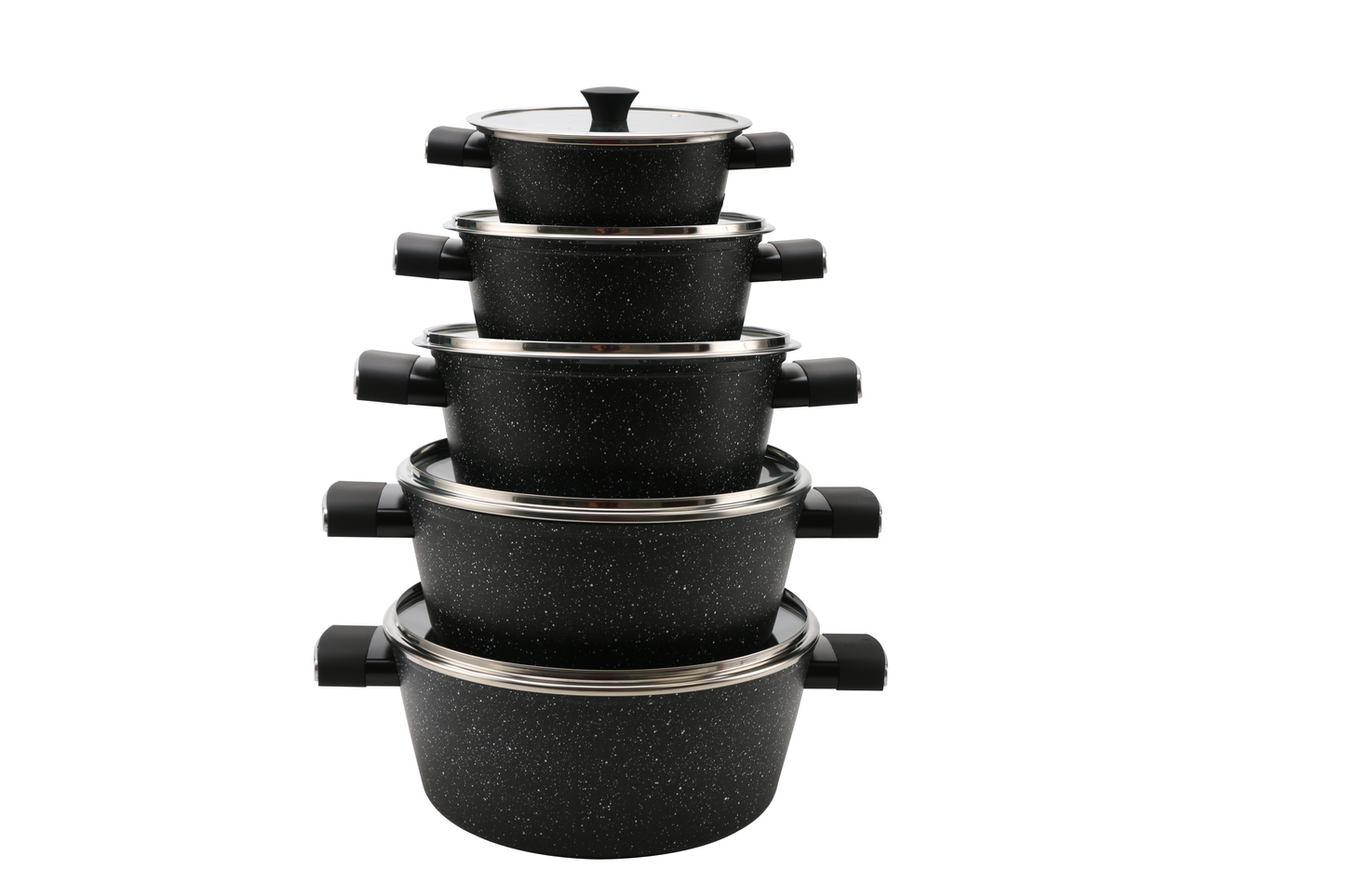 5 Pieces Forged Casserole Set - Black | Beige Royal Swiss
