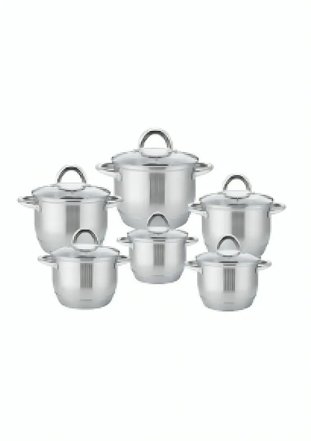12-Piece Stainless Steel Casserole Set with Glass Lids Royal Swiss