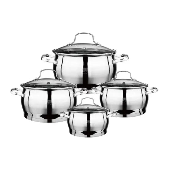 8-Piece Apple-Shaped Stainless Steel Casserole Set with Glass Lids Royal Swiss