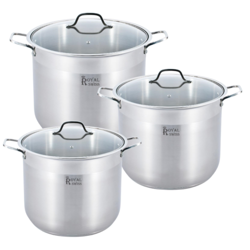 3-Piece Stainless Steel Stock Pot Set