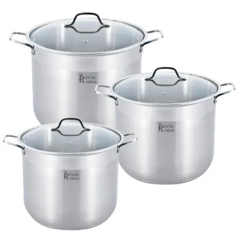 3-Piece Stainless Steel Stock Pot Set Royal Swiss