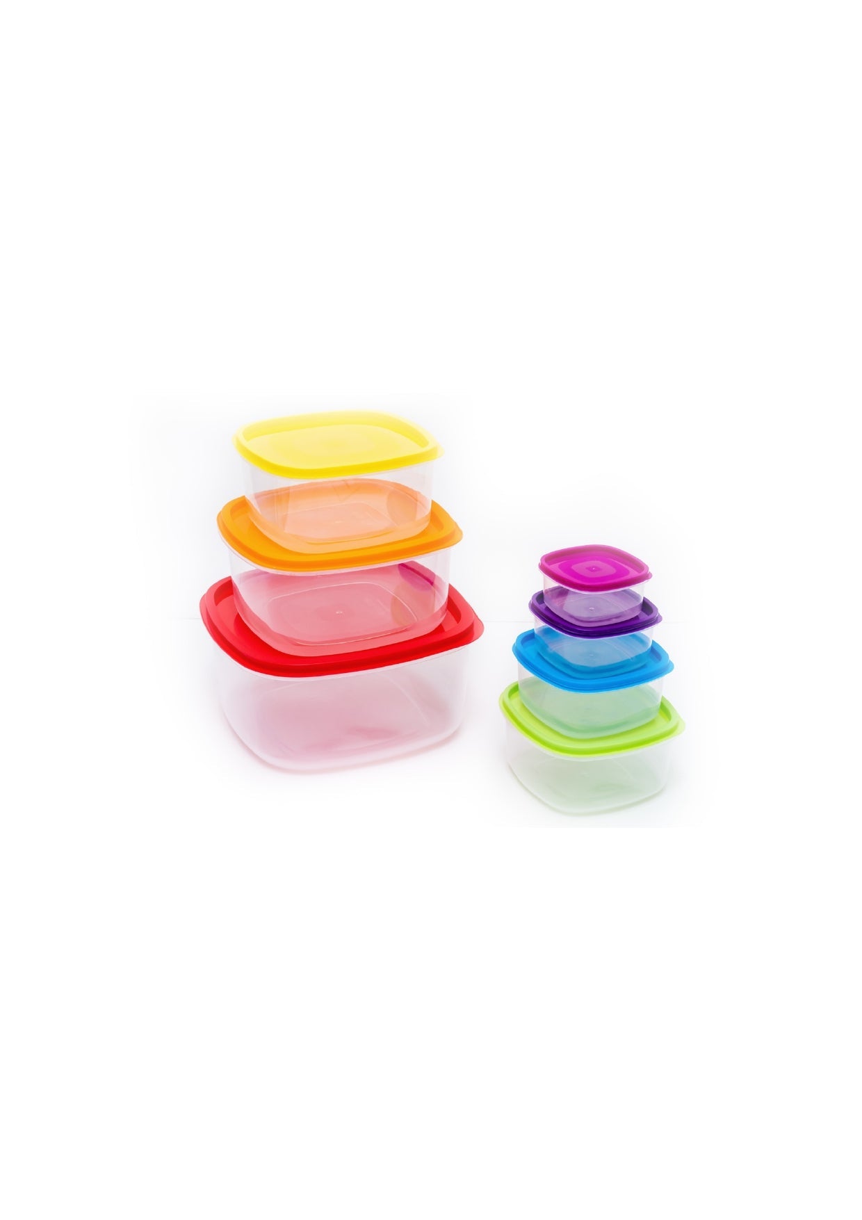 14 Pieces Food Containers with Coloured Lids Royal Swiss