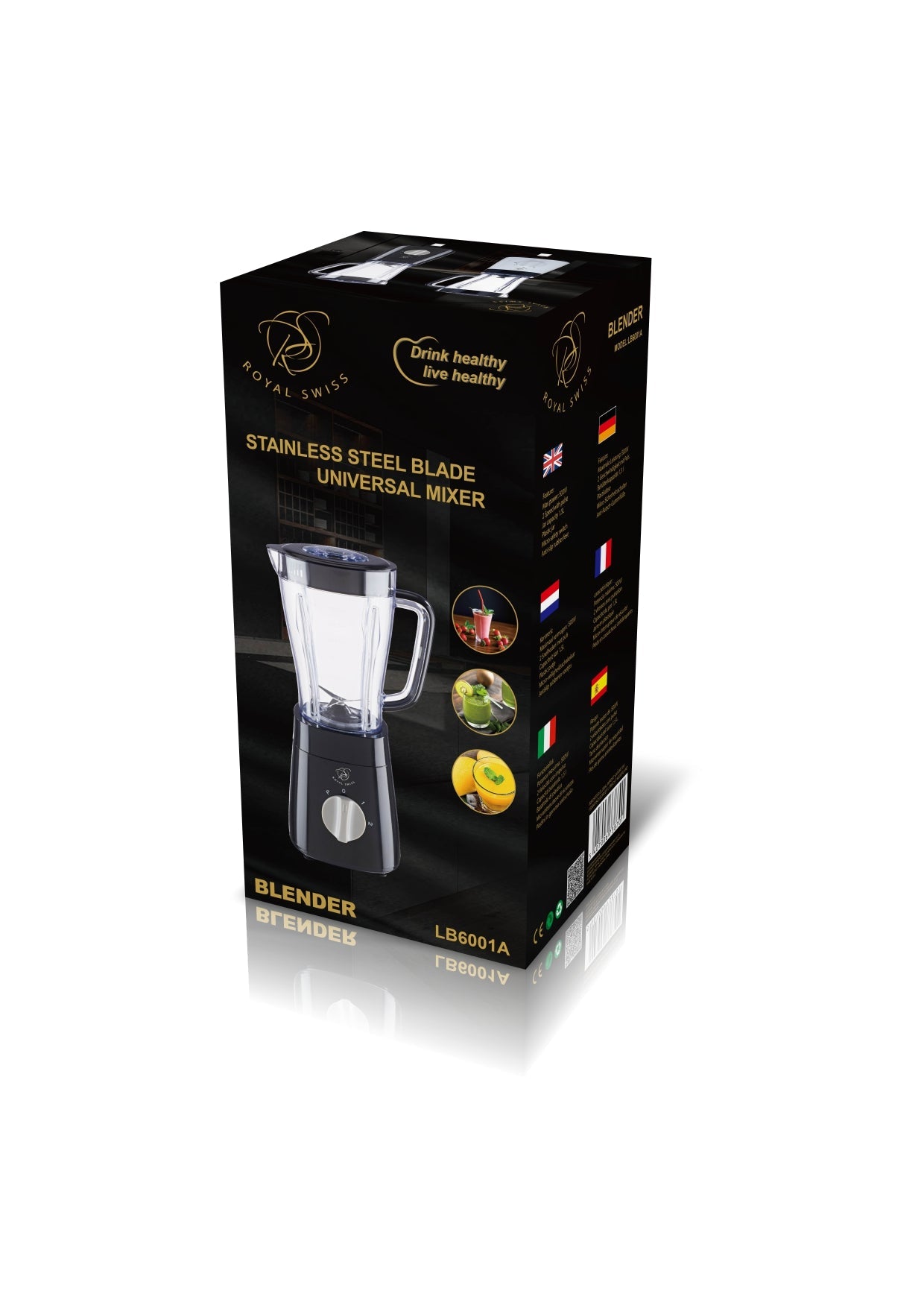 Plastic Blender - 500W - Black | White Royal Swiss