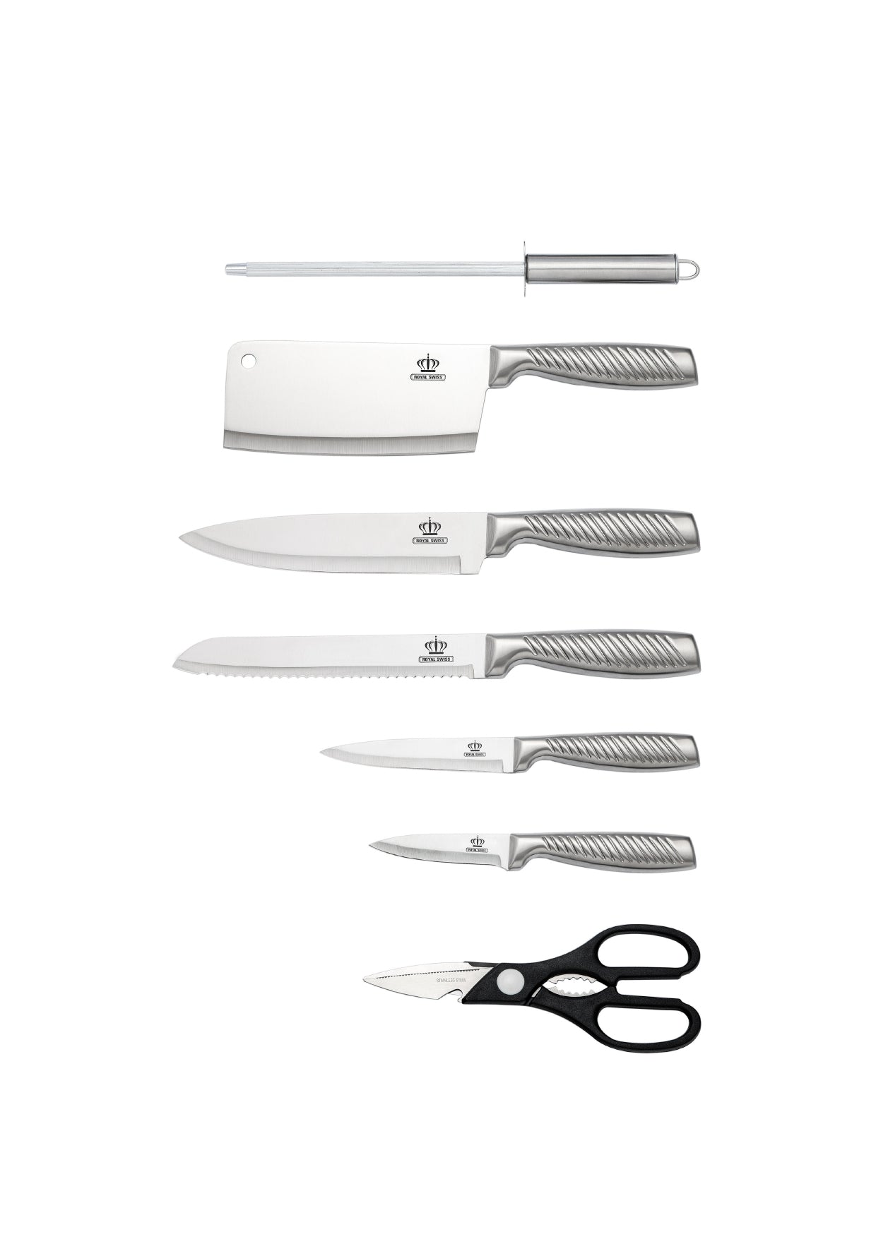8 Pieces Knife Set - Red | Black | Silver Royal Swiss