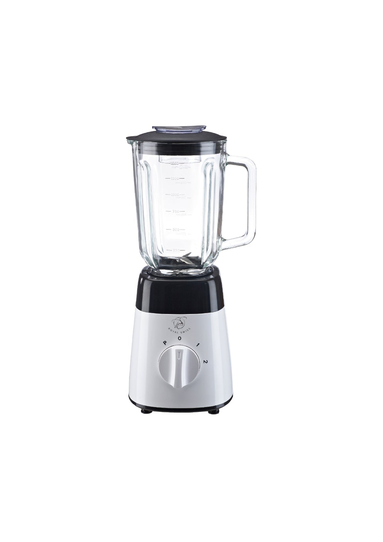 Plastic Blender with Glass Jar - Black | White Royal Swiss