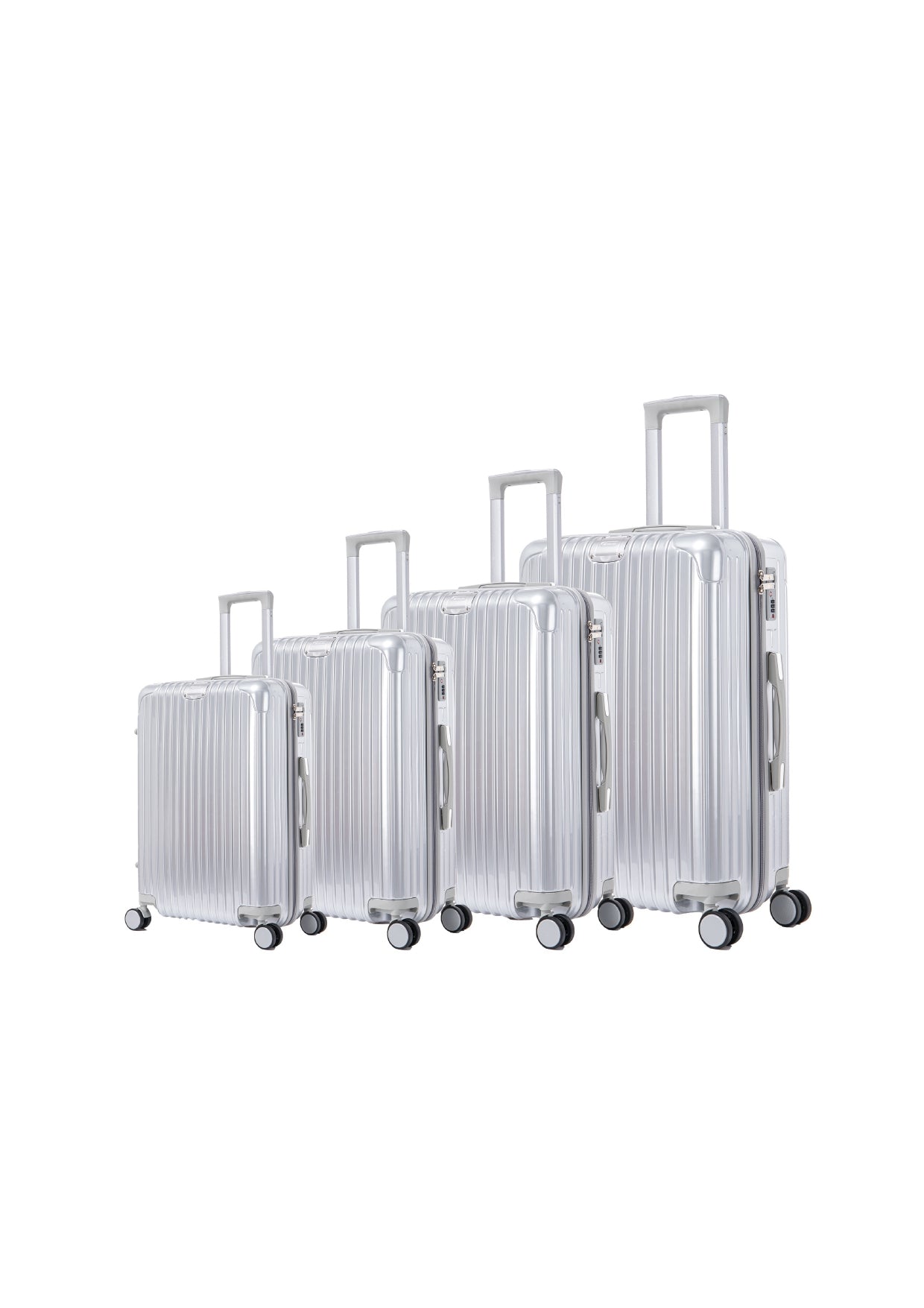 4 Pieces Suitcase Set - Black | Dark Grey | Silver | Pink Royal Swiss