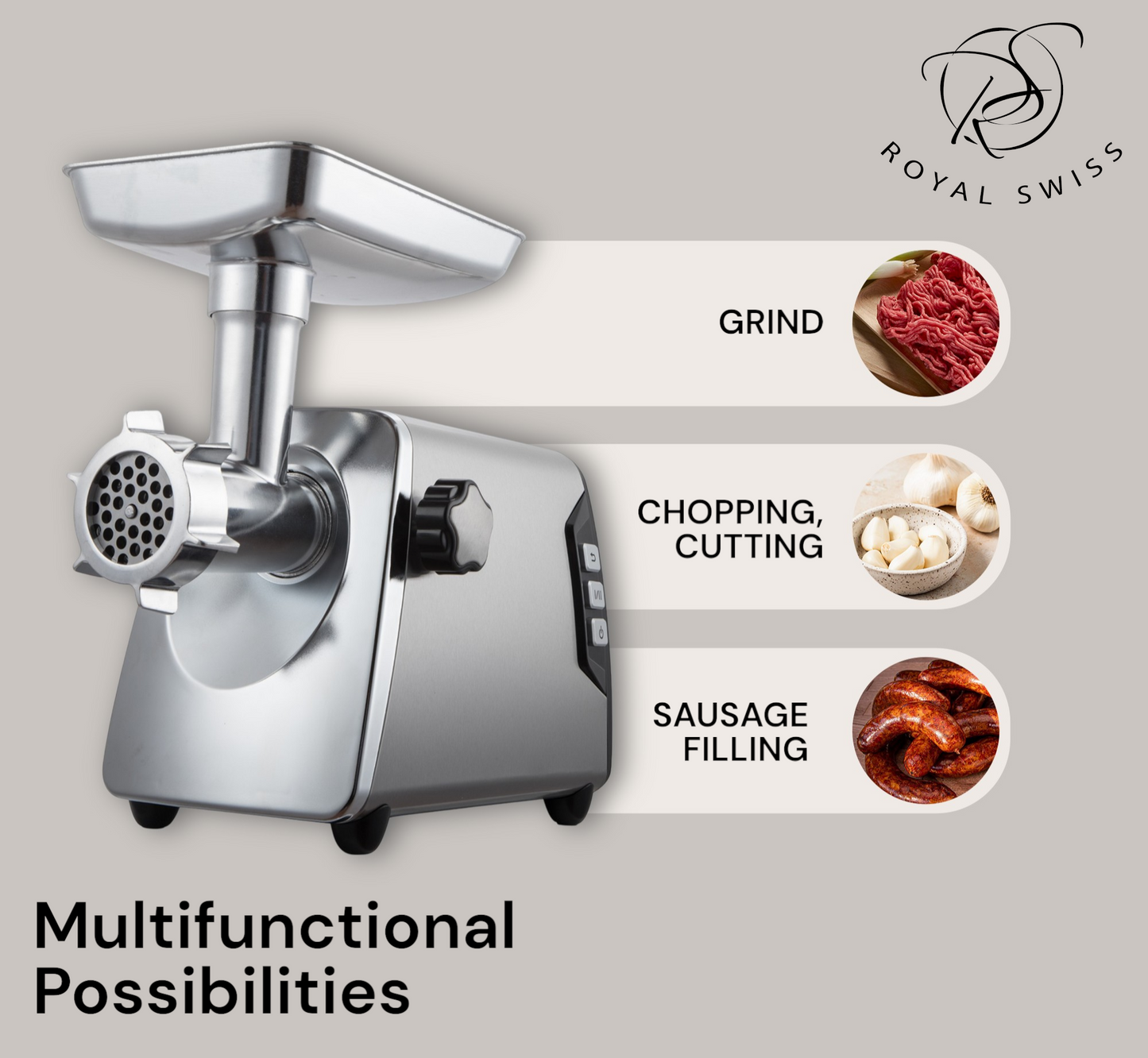 Meat Grinder with Reverse Function - 1200W | 2000W Royal Swiss
