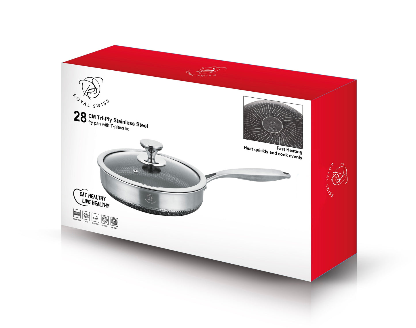 28cm Tri-Ply Stainless Steel Fry Pan Royal Swiss