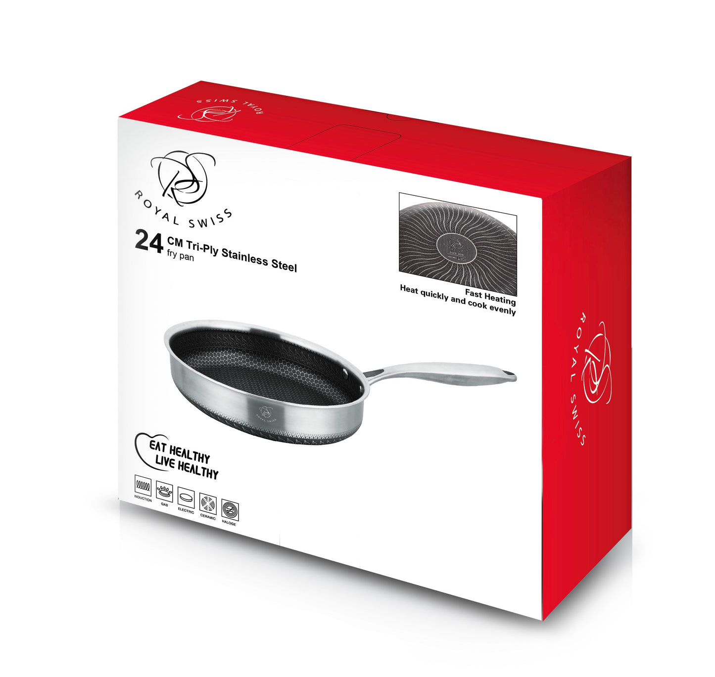 24cm Tri-Ply Stainless Steel Fry Pan Royal Swiss
