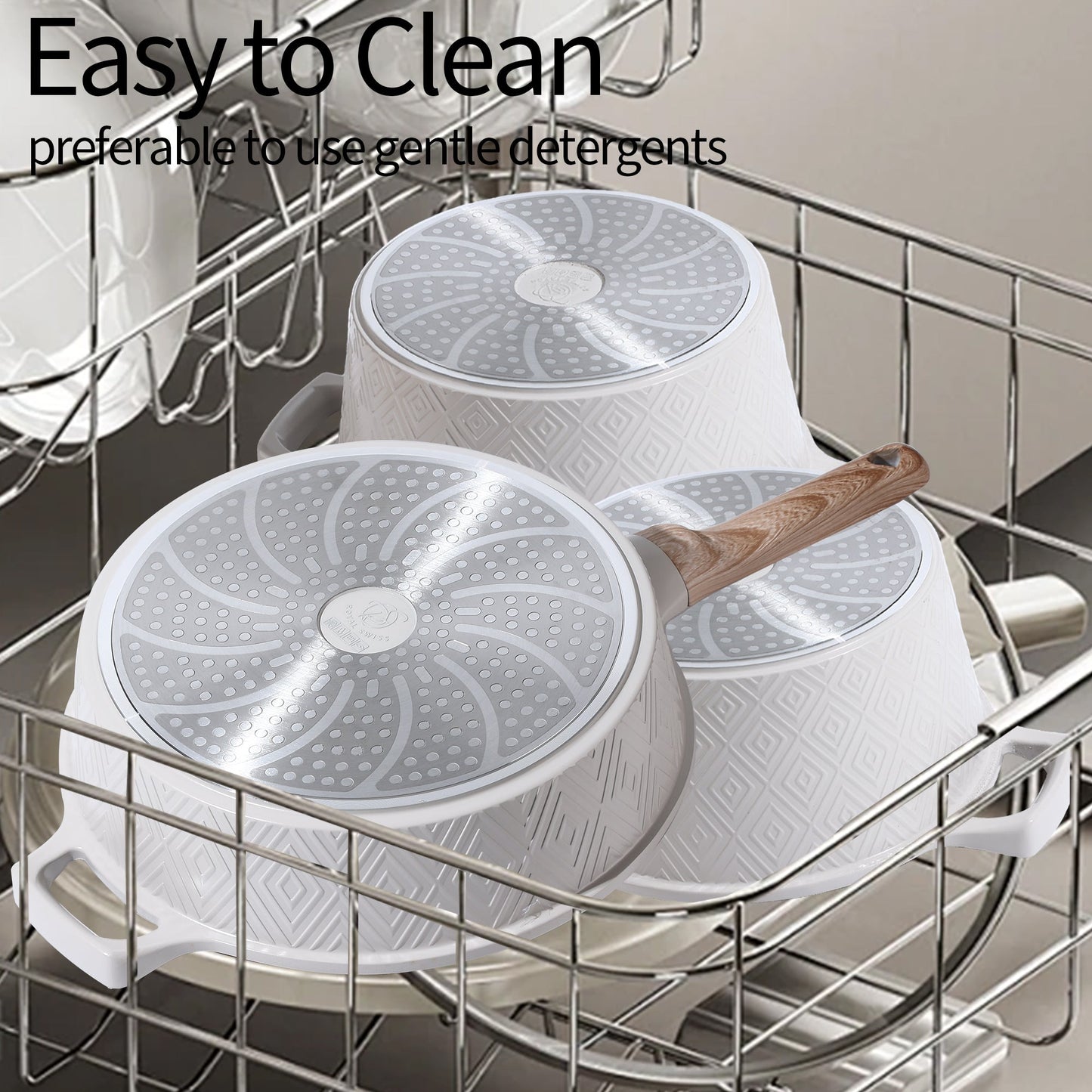 10 Pieces Rhombus Cookware Set - Beige | Black Royal Swiss