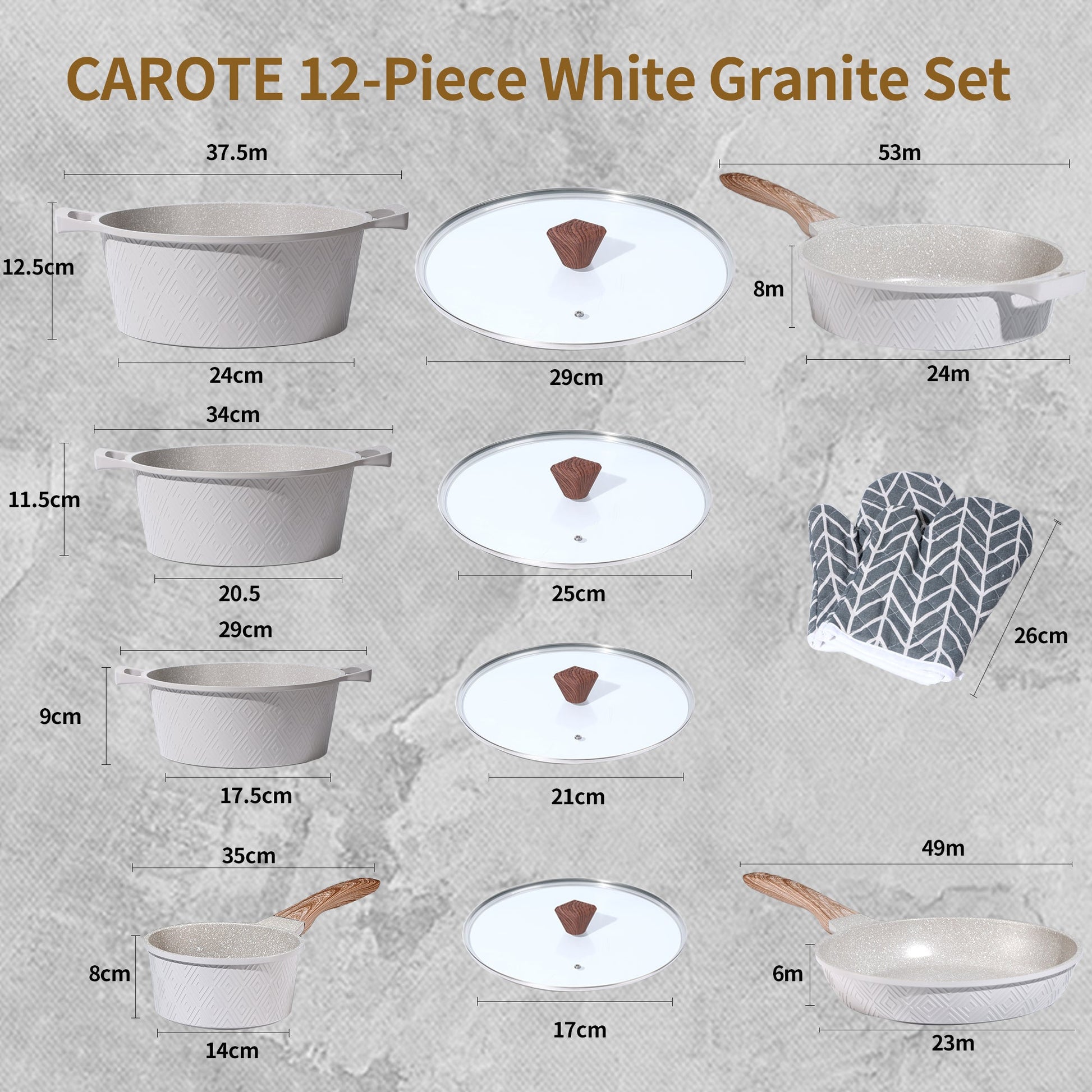 10 Pieces Rhombus Cookware Set - Beige | Black Royal Swiss