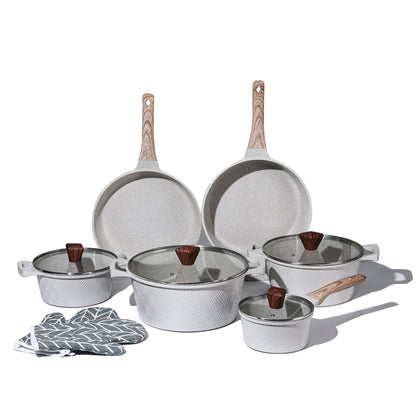 10 Pieces Rhombus Cookware Set - Beige | Black Royal Swiss