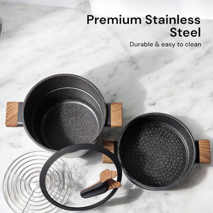 6.5L Couscous Pot - Black | Beige