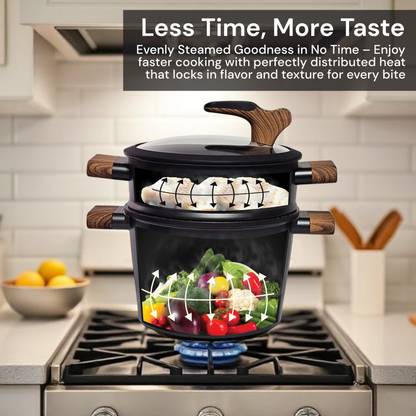 6.5L Couscous Pot - Black | Beige