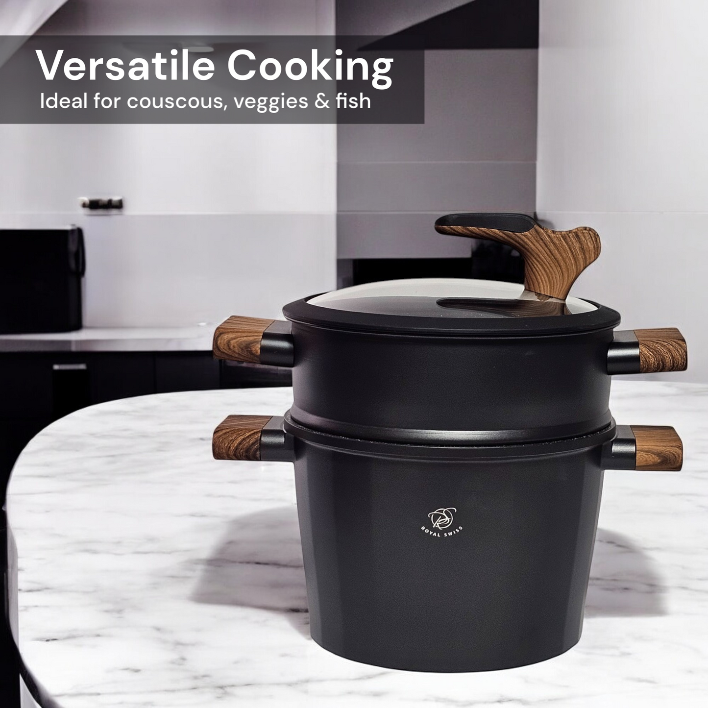 6.5L Couscous Pot - Black | Beige