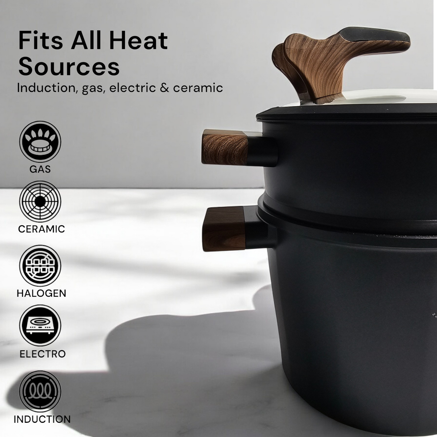 6.5L Couscous Pot - Black | Beige
