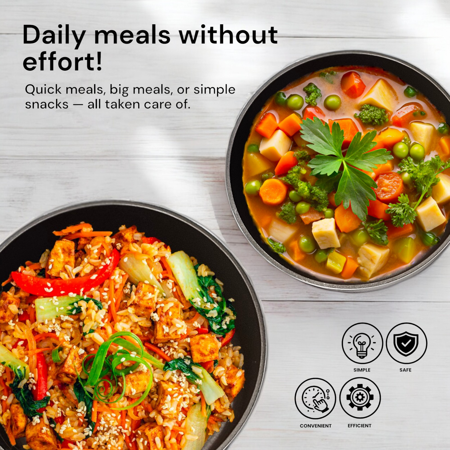 5-delige steelpannenset met clip-on handgrepen - Zwart | Beige