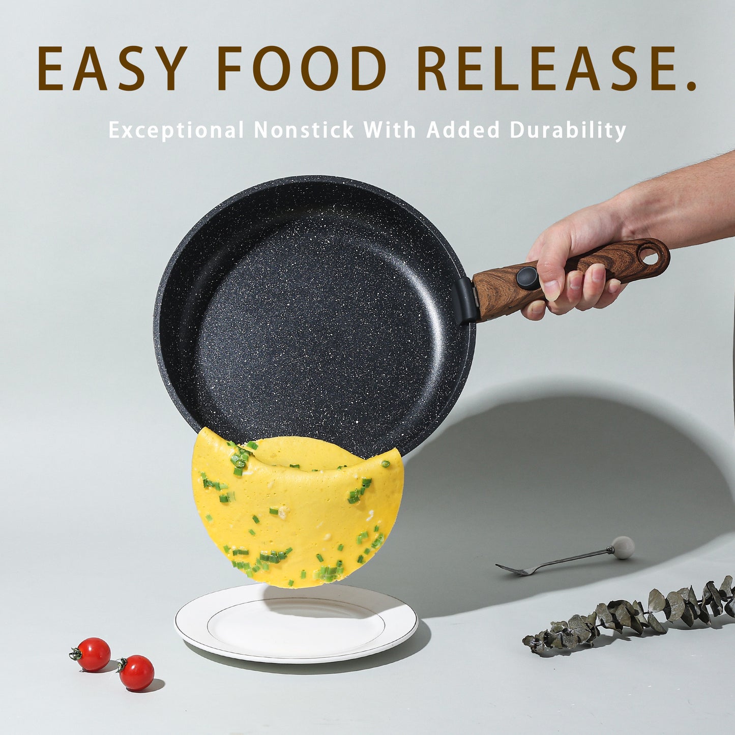 9 Pieces Diamond Cookware Set with Clip-On Handle - Beige | Black