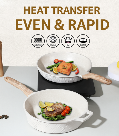 10 Pieces Rhombus Cookware Set - Beige | Black Royal Swiss