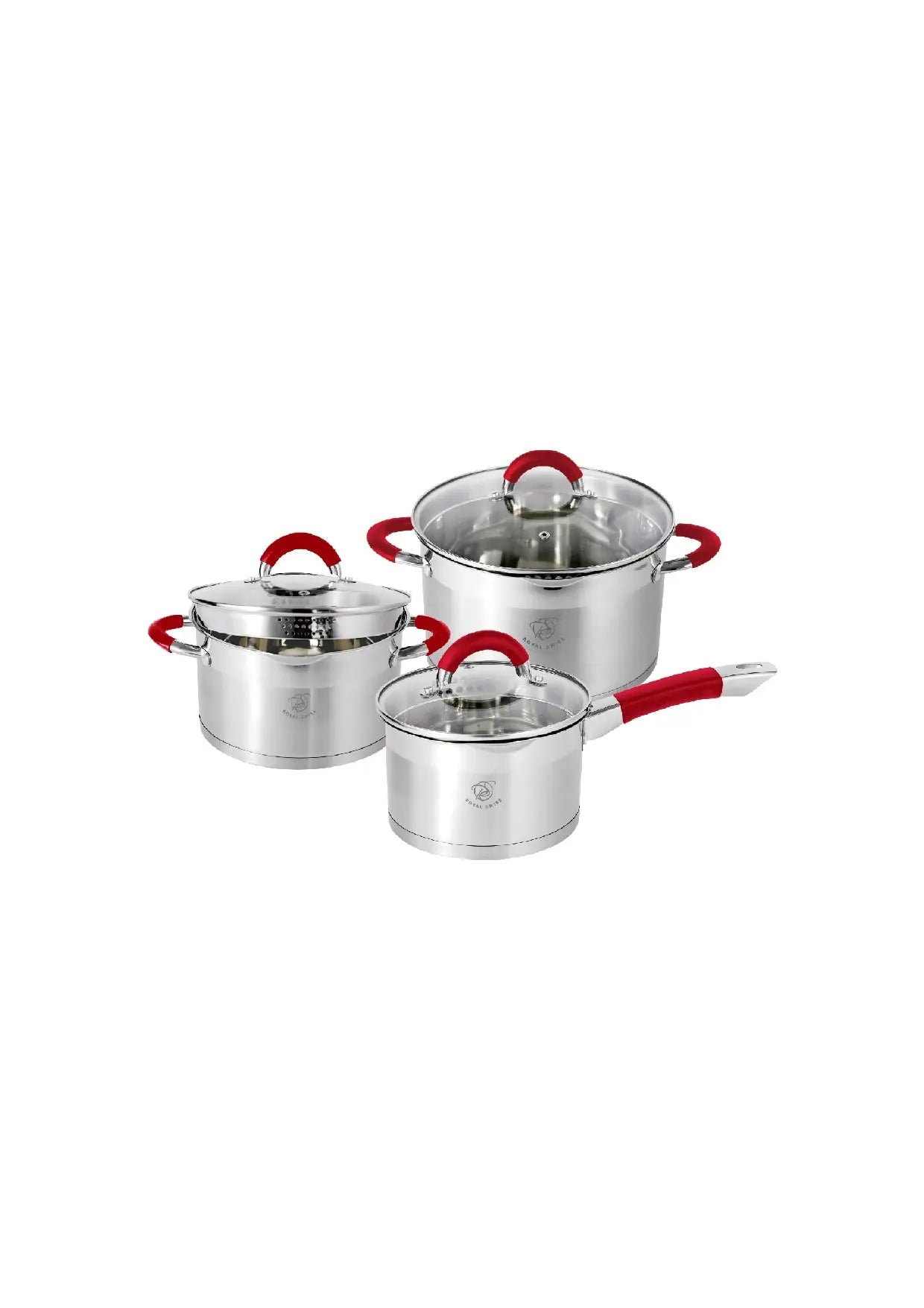 6 Pieces Cookware Set with Saucepan - Black | Red Royal Swiss