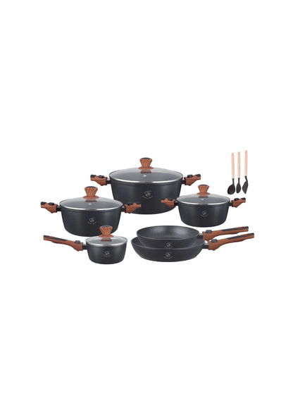 13 Pieces Detachable Cookware Set with Utensils - Black | Beige Royal Swiss