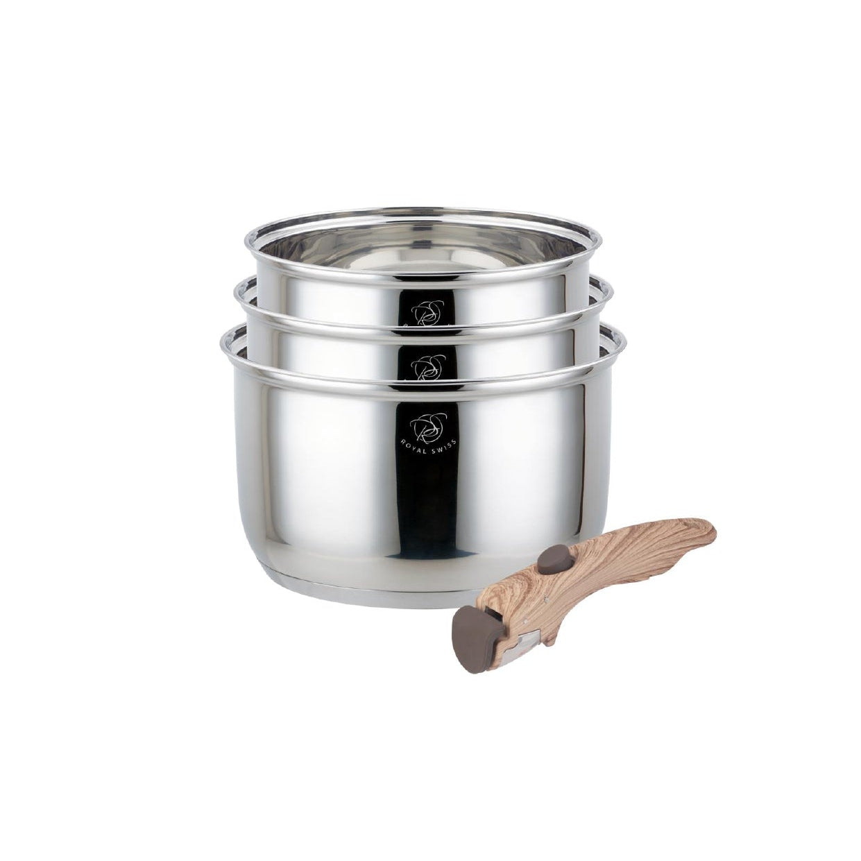 Ensemble de 4 casseroles détachables en acier inoxydable