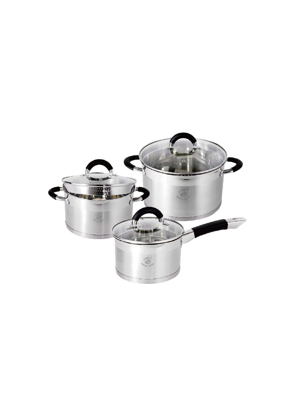 6 Pieces Cookware Set with Saucepan - Black | Red