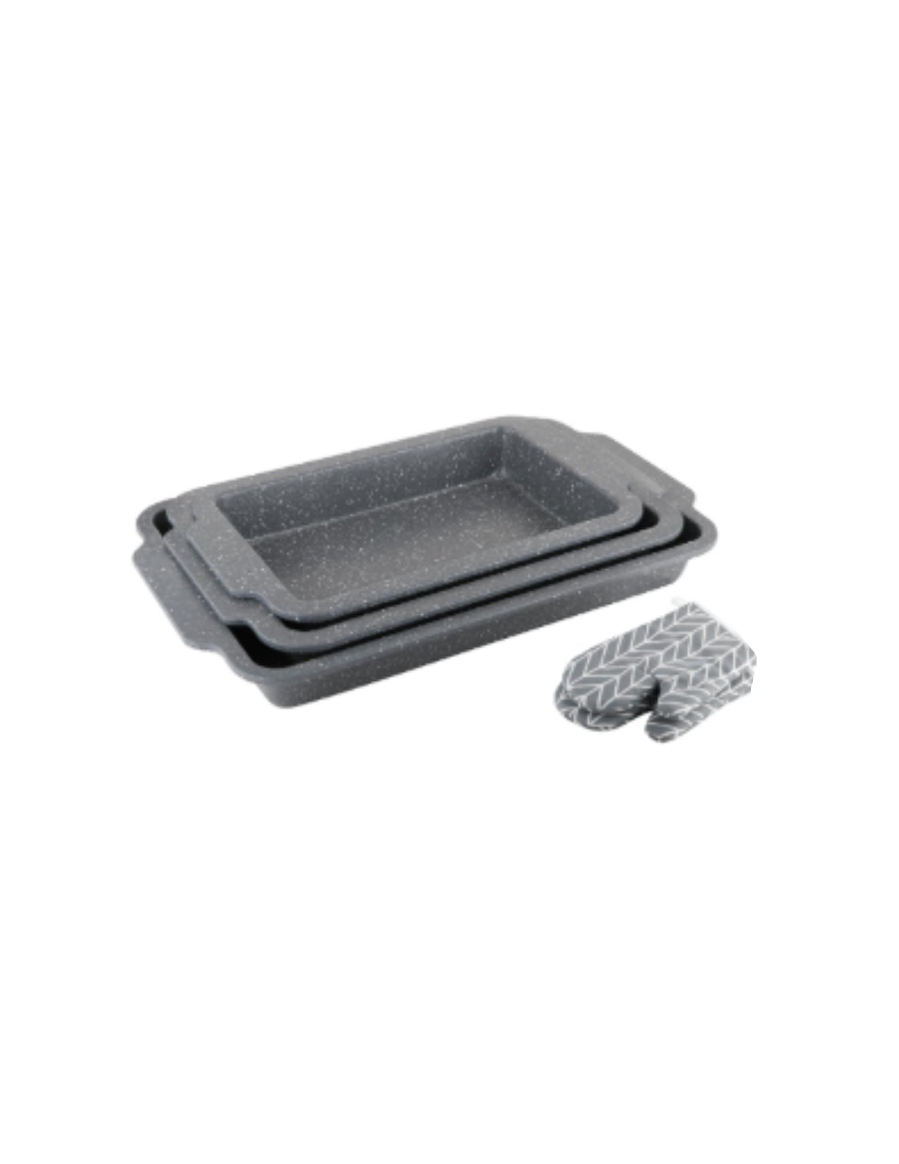3 Pieces Baking Pan Set with Oven Mitts