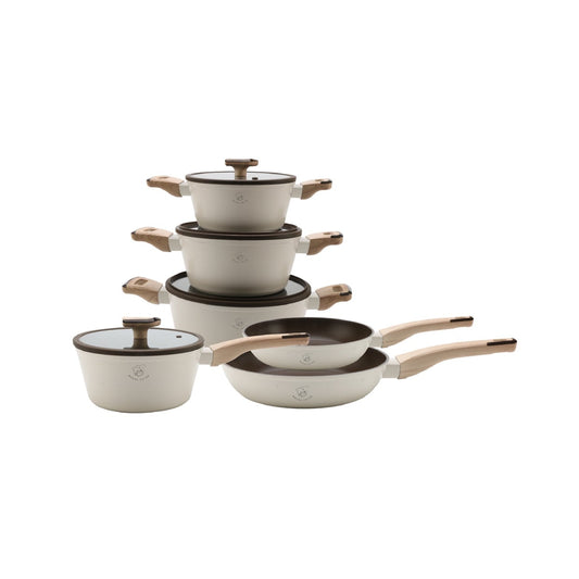 10 Pieces Cookware Set - Beige | Black
