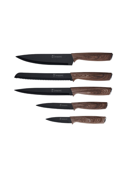 5 Pieces Knife Set - Black | Brown | Multicolour