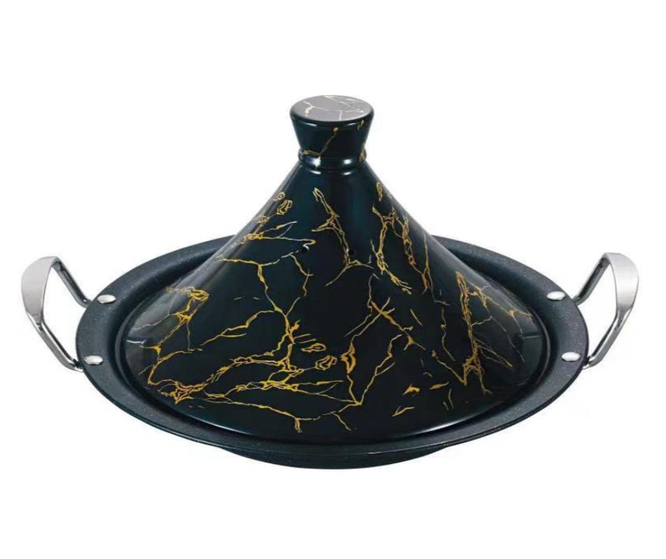 Tagine with Marble Coating - 34cm | 38cm - Black | White