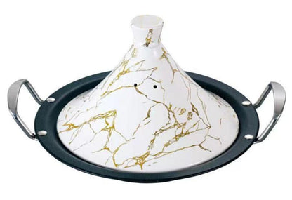 Tagine with Marble Coating - 34cm | 38cm - Black | White