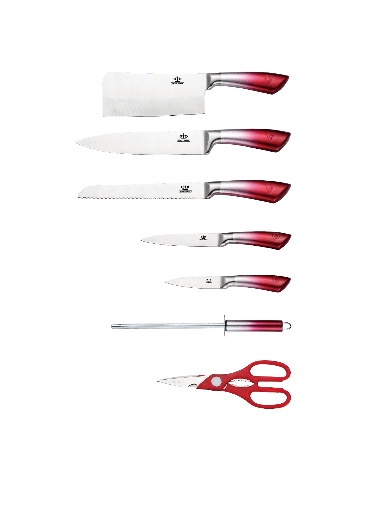 8 Pieces Knife Set - Red | Purple | Gold Royal Swiss