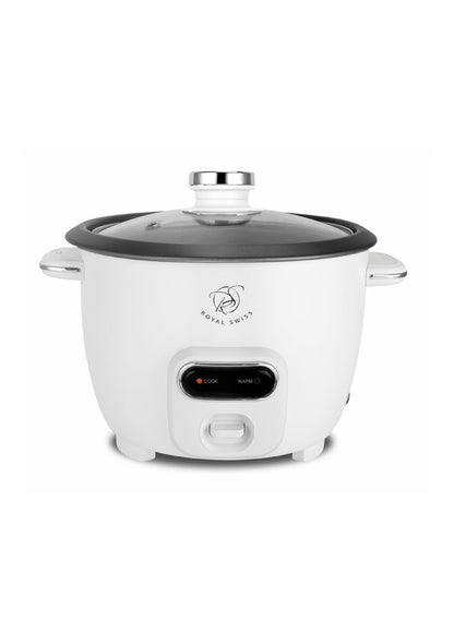 Rice Cooker with Glass Lid - 2.8L - Black | White Royal Swiss