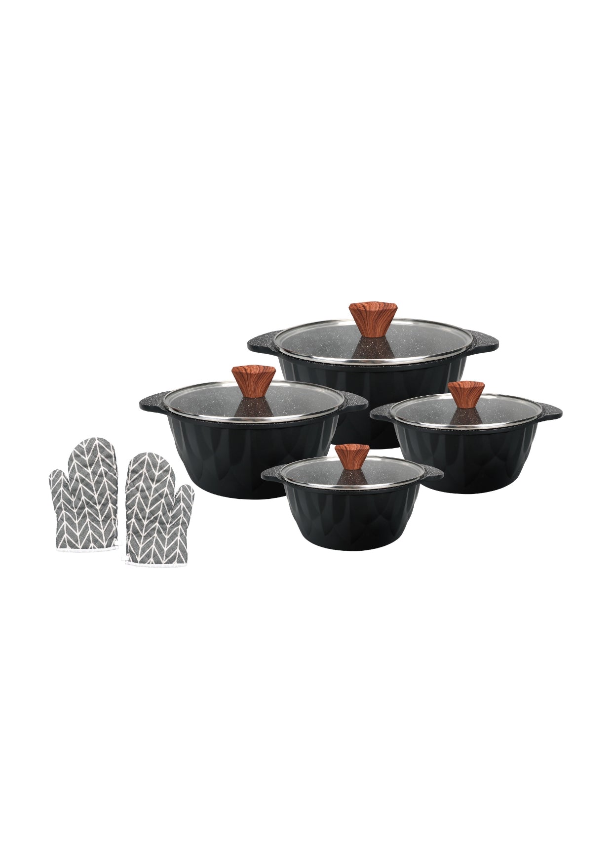 4 Pieces Casserole Set 20cm-24cm-28cm-32cm - Beige | Pink | Black Royal Swiss