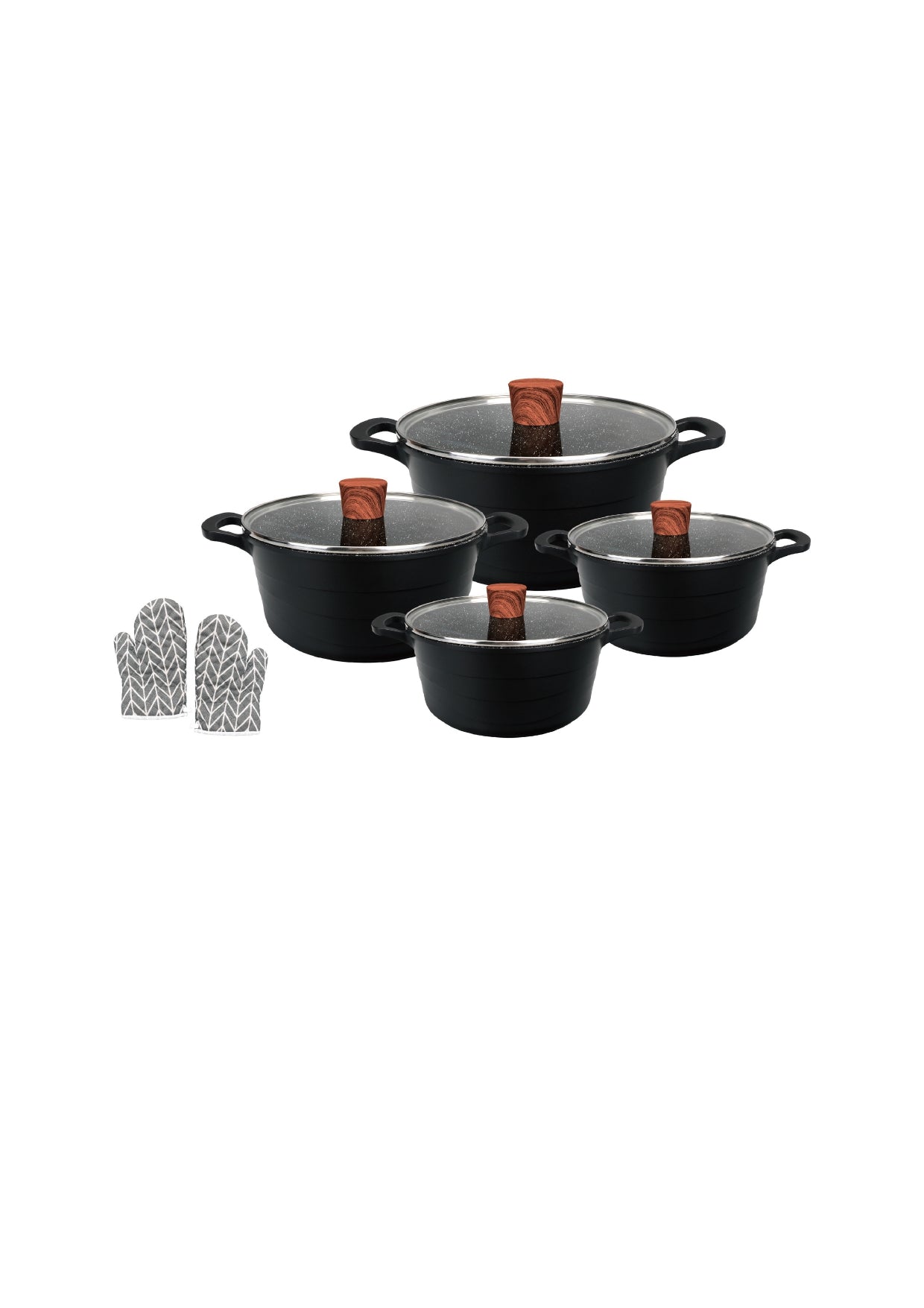 4 Pieces Casserole Set 20cm-24cm-28cm-32cm - Grey | Beige | Black Royal Swiss