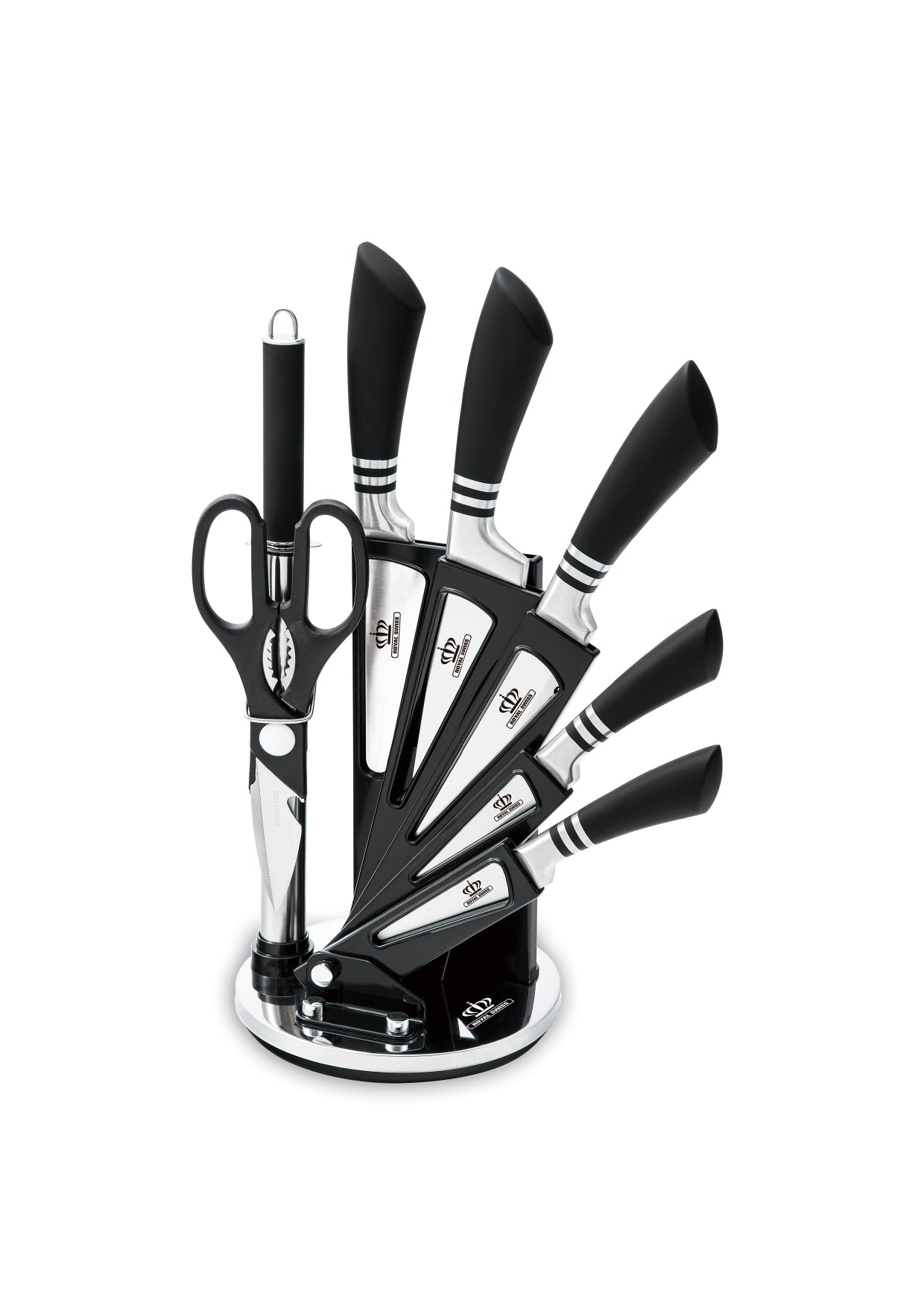 Ensemble de 8 couteaux - Rouge | Noir | Argent