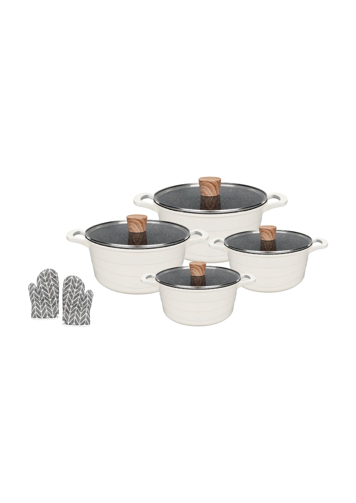 4 Pieces Casserole Set 20cm-24cm-28cm-32cm - Grey | Beige | Black Royal Swiss