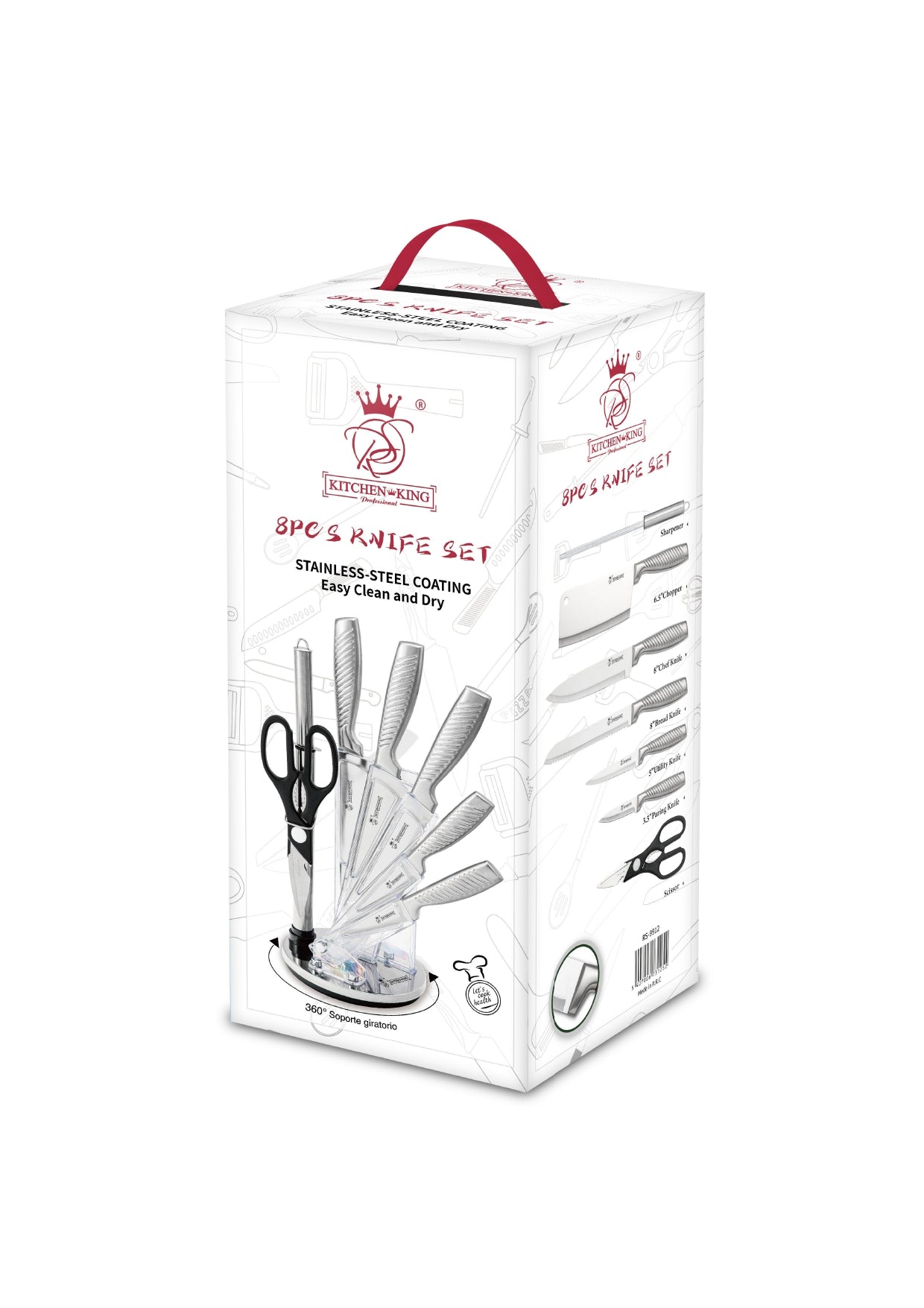 Ensemble de 8 couteaux - Rouge | Noir | Argent