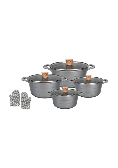 4 Pieces Casserole Set 20cm-24cm-28cm-32cm - Grey | Beige | Black Royal Swiss