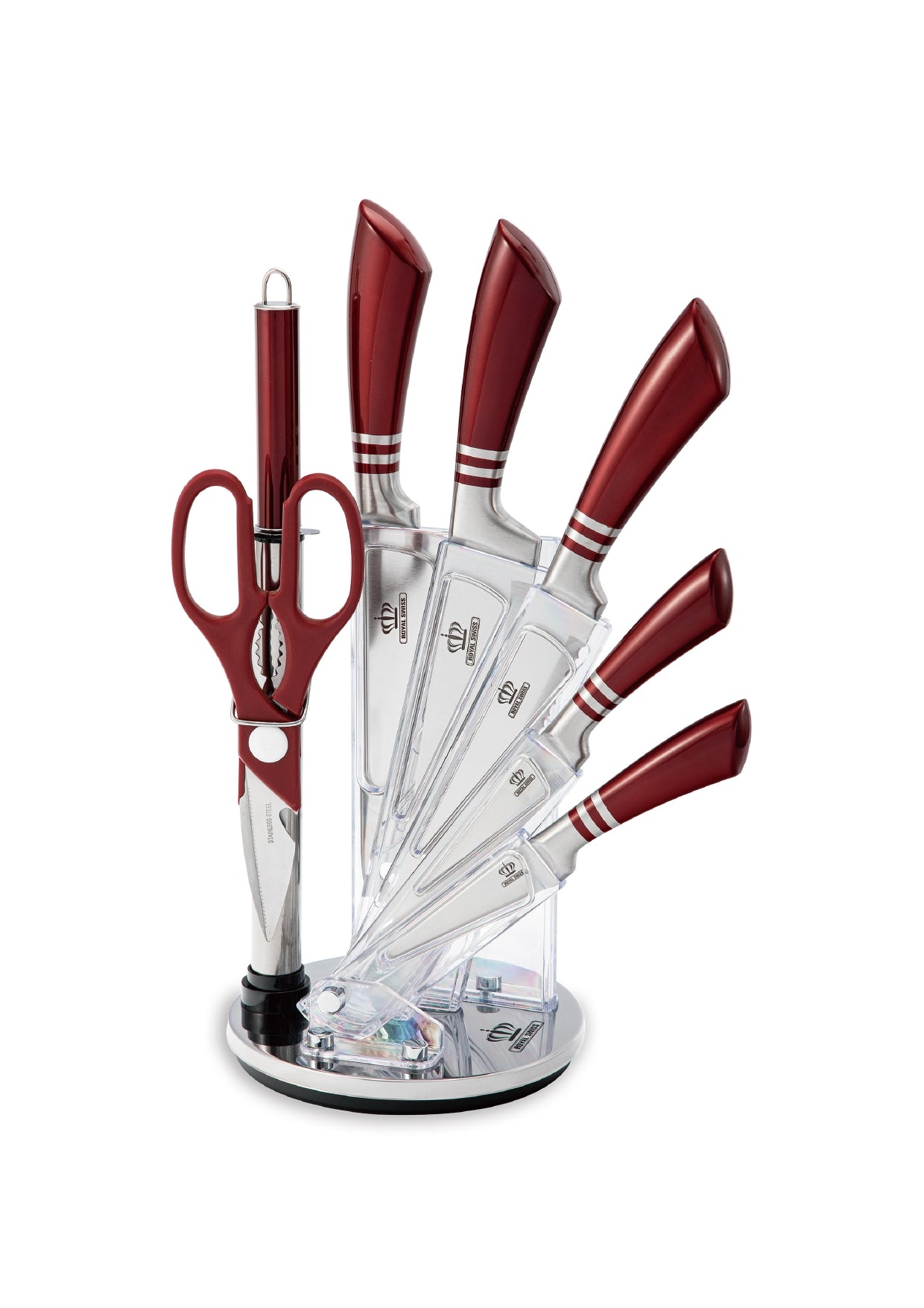 Ensemble de 8 couteaux - Rouge | Noir | Argent