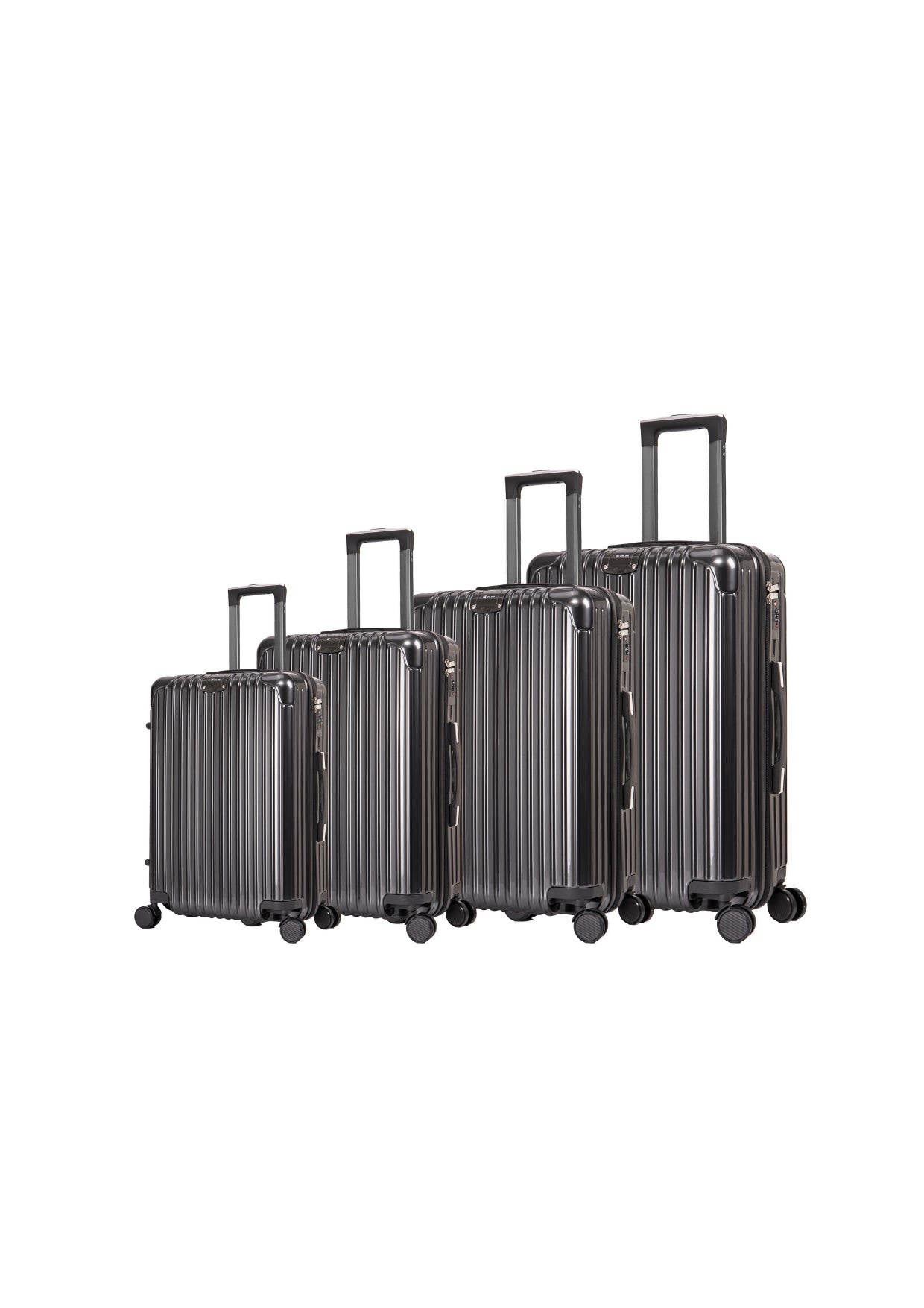 Kofferset van 4 stuks - Zwart | Donkergrijs | Zilver | Roze