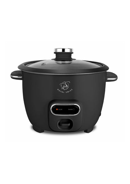 Rice Cooker with Glass Lid - 2.8L - Black | White Royal Swiss