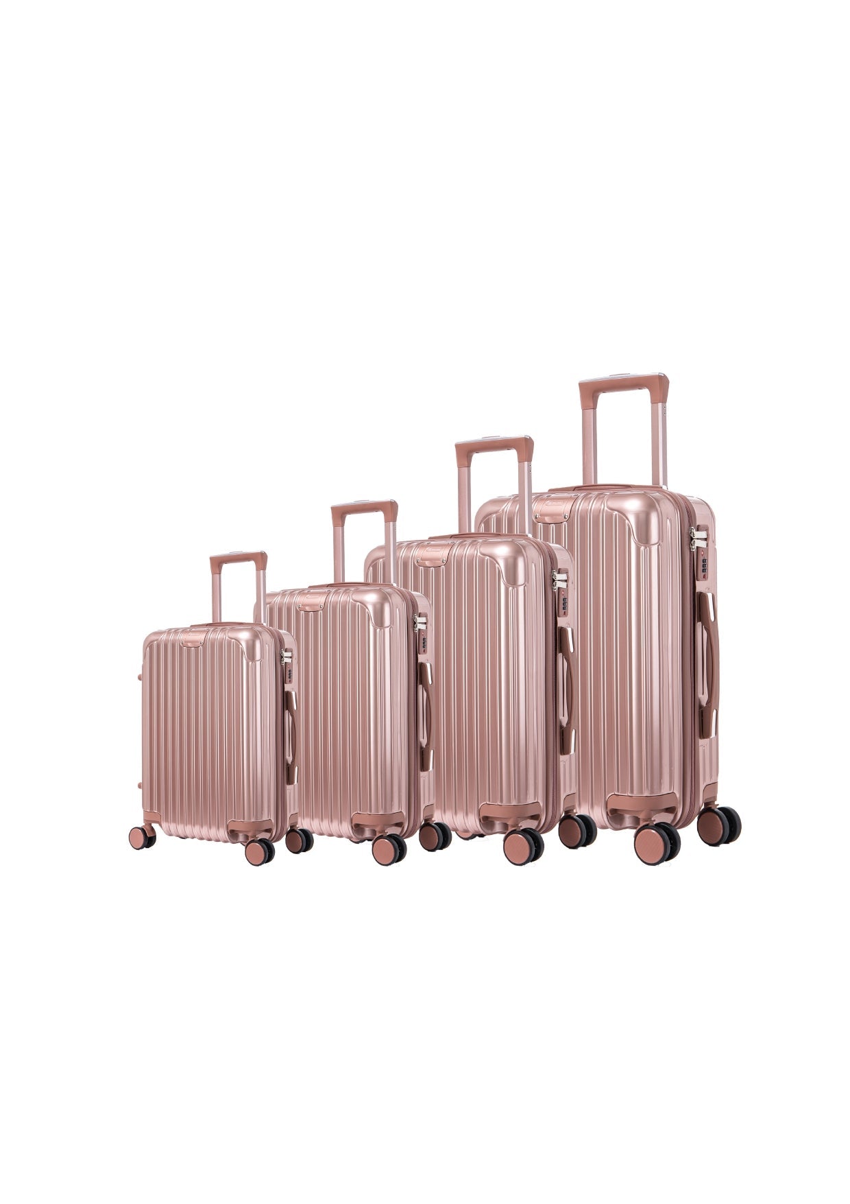 4 Pieces Suitcase Set - Black | Dark Grey | Silver | Pink Royal Swiss