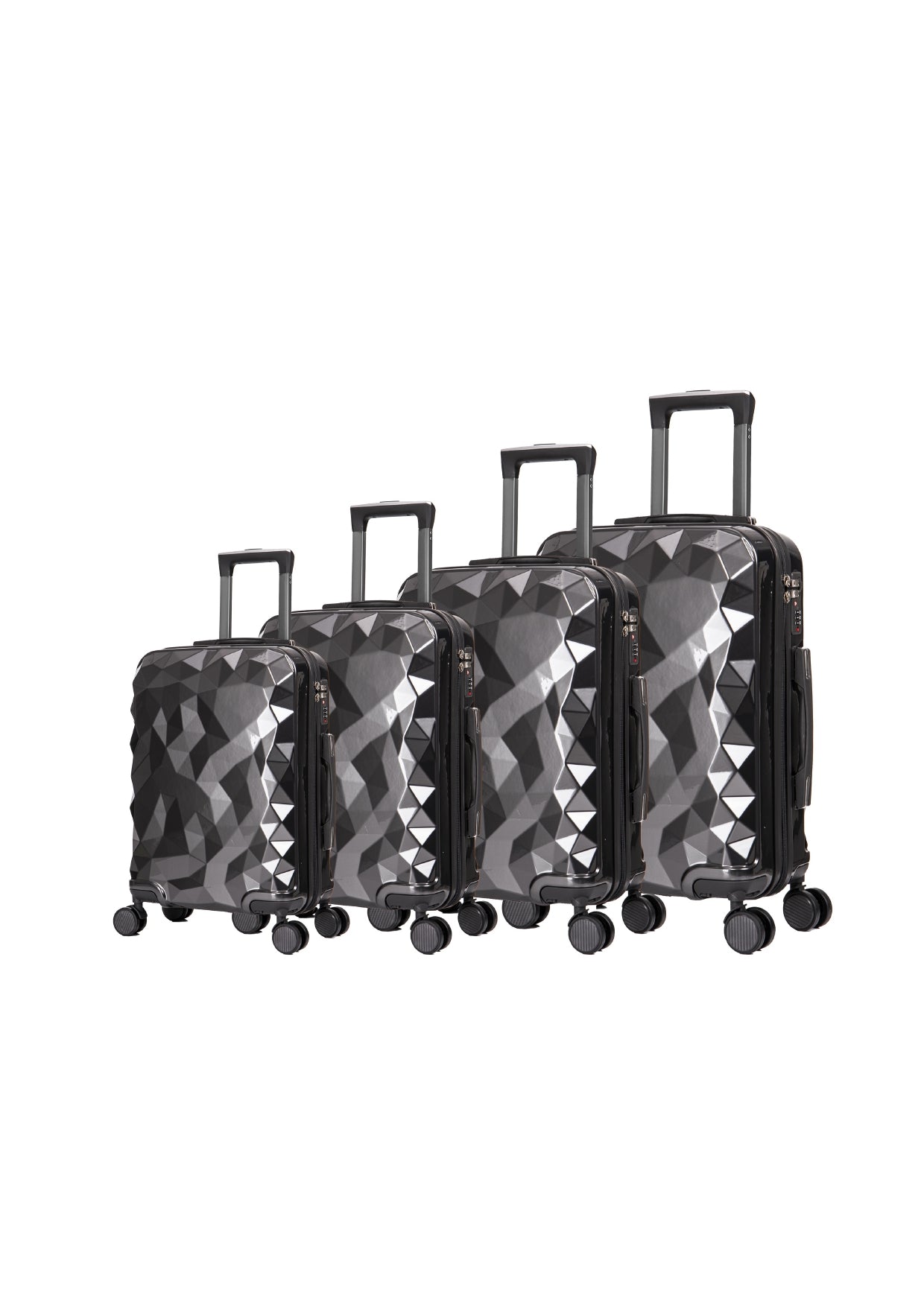 4 Pieces Suitcase Set - Black | Dark Grey | Silver | Pink Royal Swiss