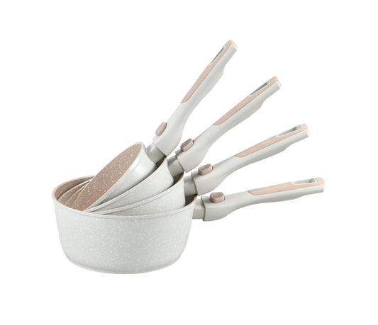 4 Pieces Detachable Saucepan Set - Black | Beige