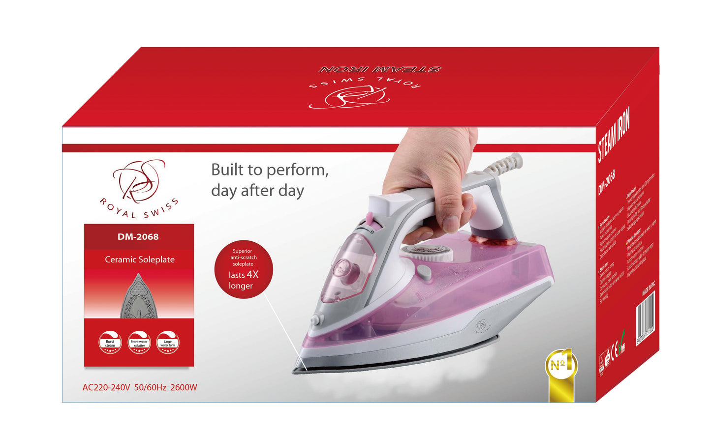 Strijkijzer - 2200W | 2600W - Roze | Bruin